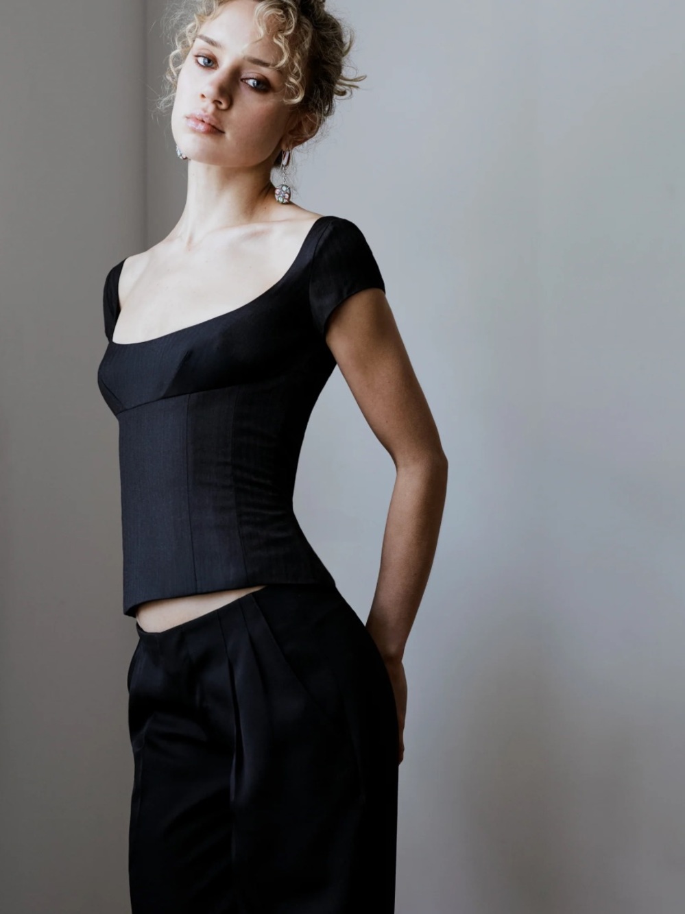 The Demi Cup Corselette in Wool Set With Matching Wool Mini Skirt